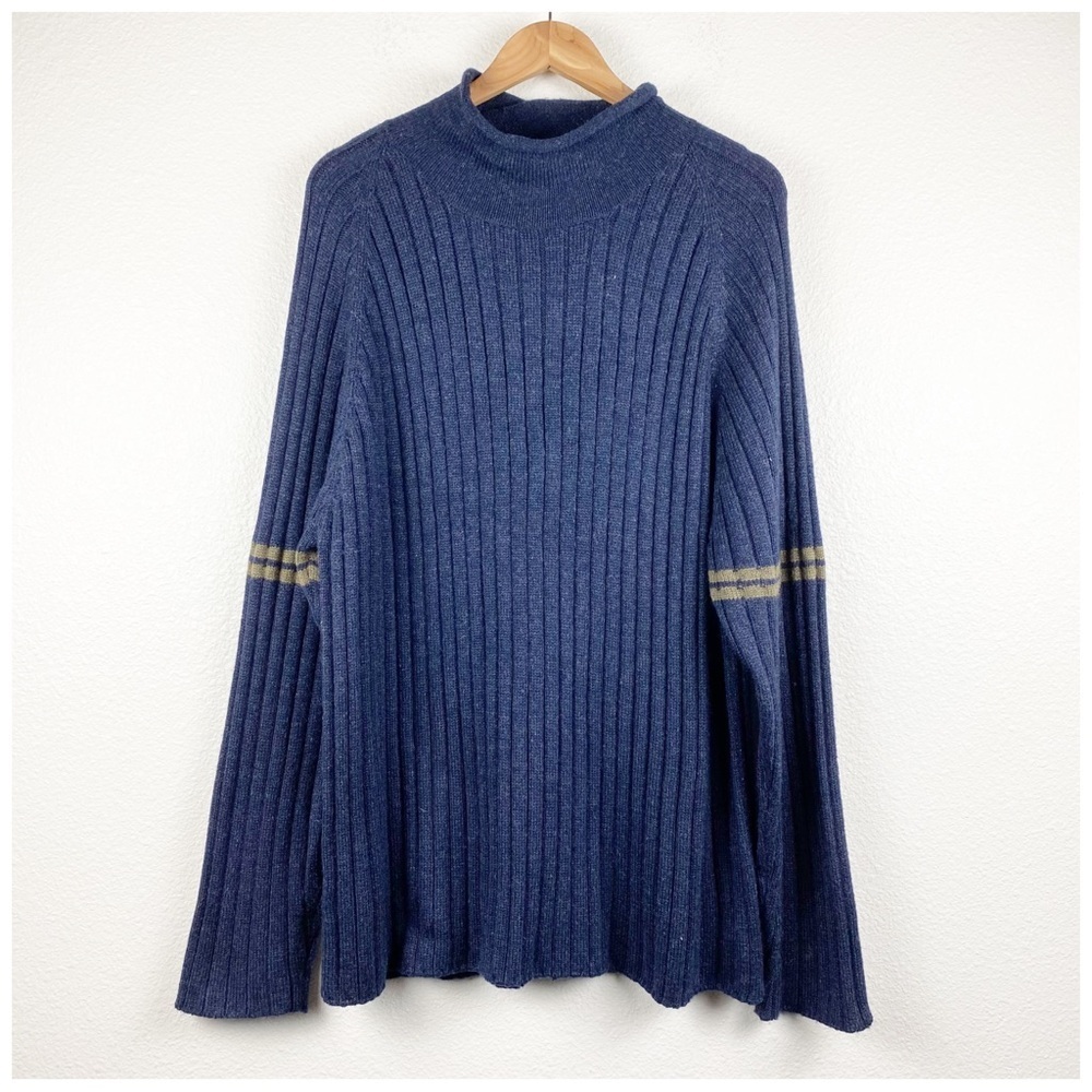 Bugle Boy Vintage Y2K Blue Mock Neck Sweater Size XL‎